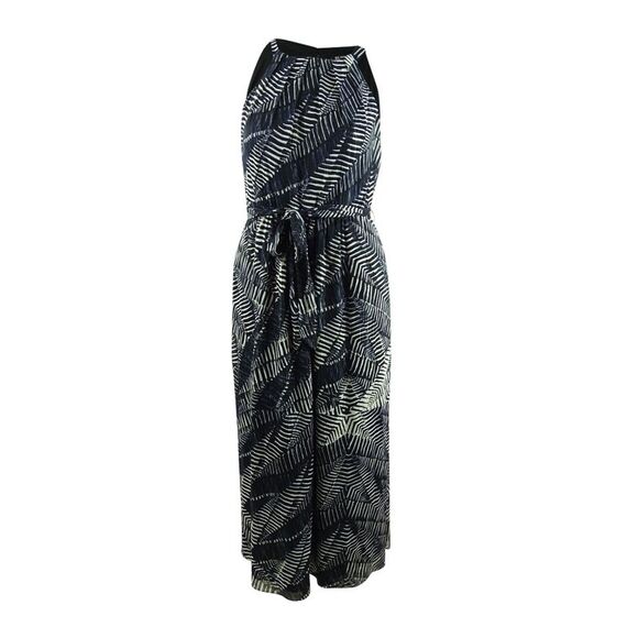 SL Fashions Women's Printed Tie-Waist Maxi Dress (8, Black Multi) - Picture 1 of 2